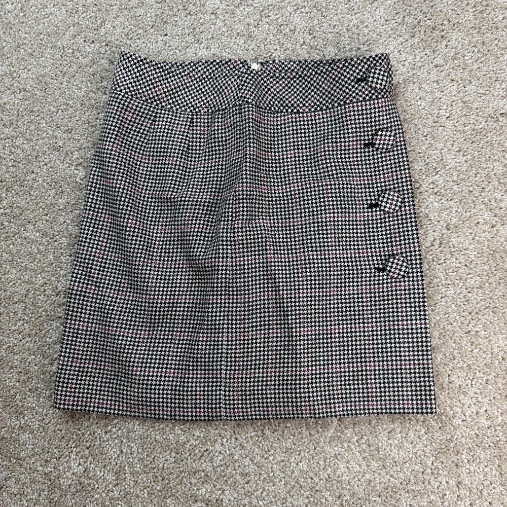 Ann Taylor LOFT Skirt Womens 2P Black Plaid Wool Tweed Short Pencil Lined